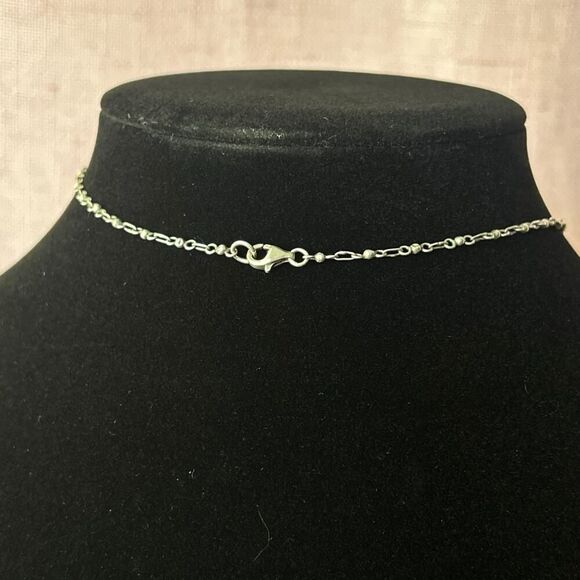 Vintage Sterling Silver, Pearl, and Glass Cluster Y Drop Necklace 16” + 4” Drop - Picture 5 of 5